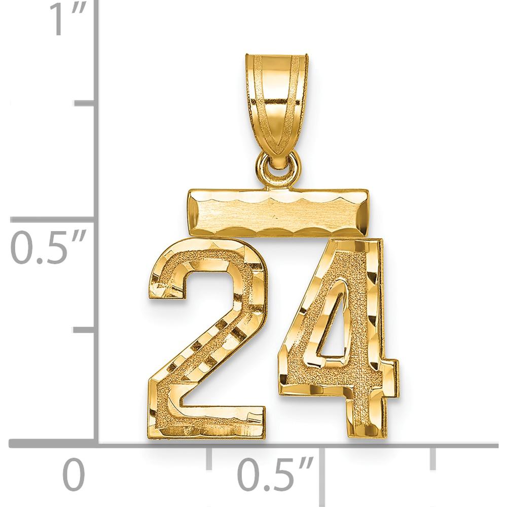 14K Yellow Gold Small Brushed Diamond-Cut Number 24 Charm Pendant by 0