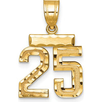 14K Yellow Gold Small Brushed Diamond-Cut Number 25 Charm by 0