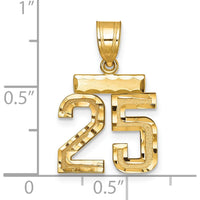 14K Yellow Gold Small Brushed Diamond-Cut Number 25 Charm by 0