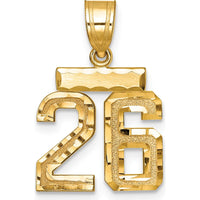 14K Yellow Gold Small Brushed Diamond-Cut Number 26 Charm Pendant by 0