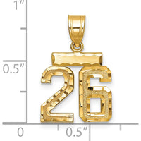 14K Yellow Gold Small Brushed Diamond-Cut Number 26 Charm Pendant by 0