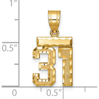 14K Yellow Gold Small Brushed Diamond-Cut Number 31 Charm by 0