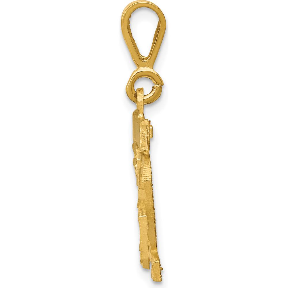 14K Yellow Gold Small Brushed Diamond-Cut Number 32 Charm by 0