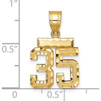 14K Yellow Gold Small Brushed Diamond-Cut Number 35 Pendant Charm by 0