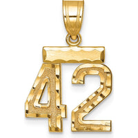 14K Yellow Gold Small Brushed Diamond-Cut Number 42 Charm by 0