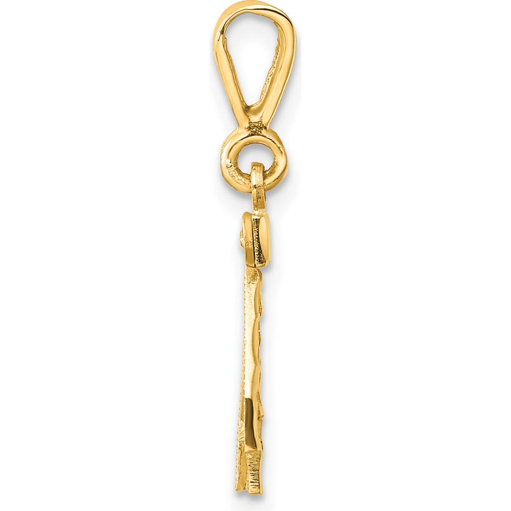 14K Yellow Gold Small Brushed Diamond-Cut Number 42 Charm by 0