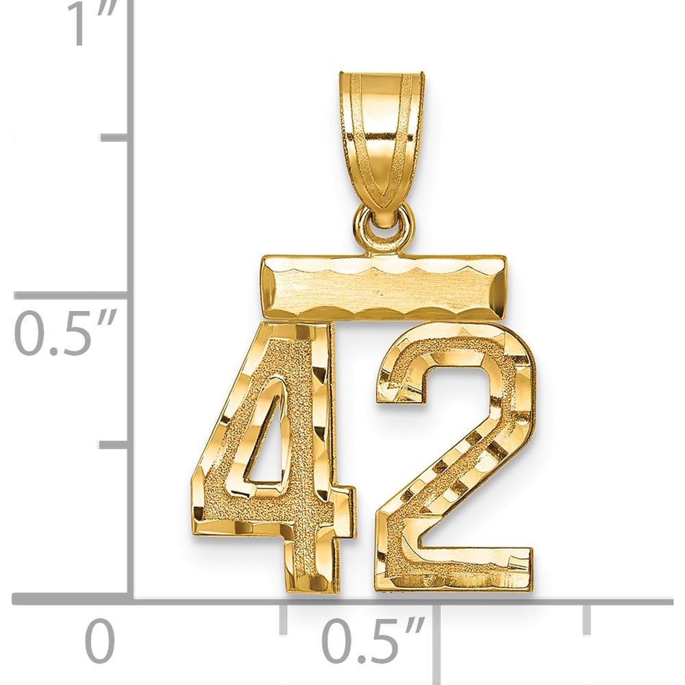 14K Yellow Gold Small Brushed Diamond-Cut Number 42 Charm by 0