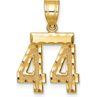 14K Yellow Gold Small Brushed Diamond-Cut Number 44 Charm - Timeless Pendant by 0