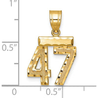 14K Yellow Gold Small Brushed Diamond-Cut Number 47 Charm by 0