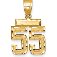 14K Yellow Gold Small Brushed Diamond-Cut Number 55 Charm by 0