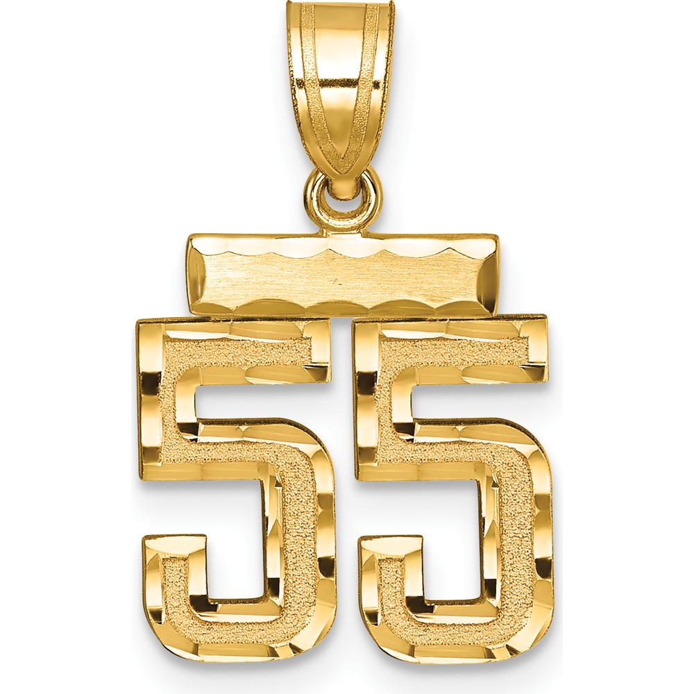 14K Yellow Gold Small Brushed Diamond-Cut Number 55 Charm by 0