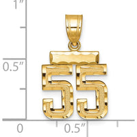 14K Yellow Gold Small Brushed Diamond-Cut Number 55 Charm by 0