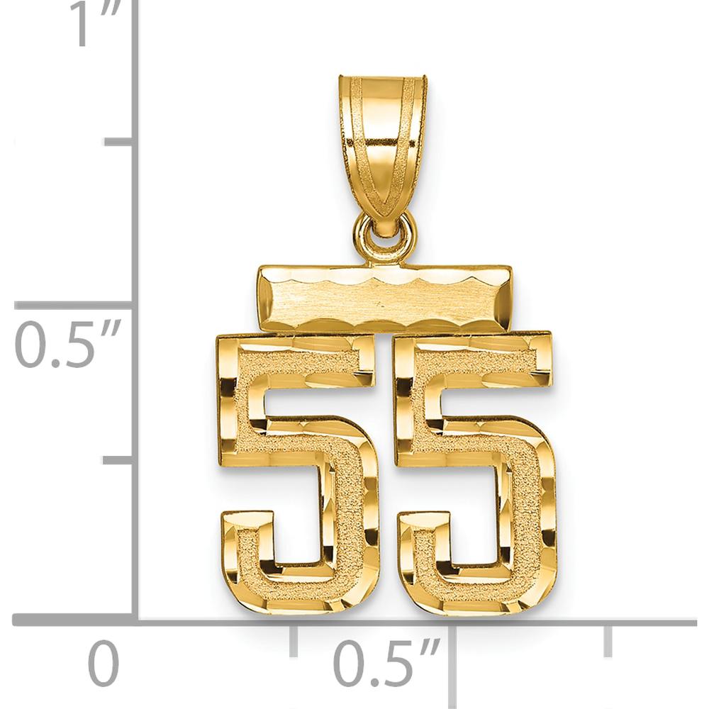 14K Yellow Gold Small Brushed Diamond-Cut Number 55 Charm by 0