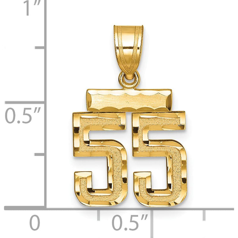 14K Yellow Gold Small Brushed Diamond-Cut Number 55 Charm by Oro Pregi ...
