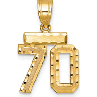 14K Yellow Gold Small Brushed Diamond-Cut Number 70 Charm by 0