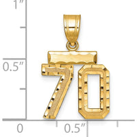 14K Yellow Gold Small Brushed Diamond-Cut Number 70 Charm by 0