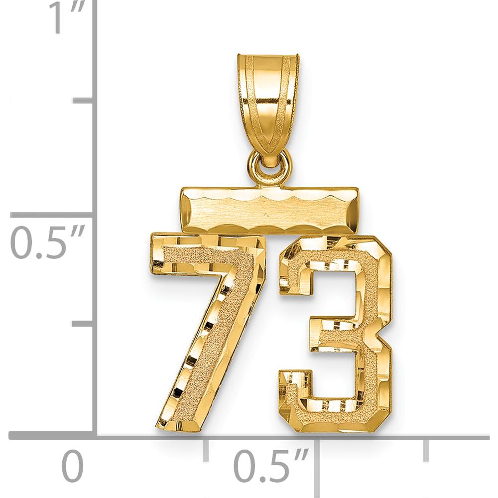 14K Yellow Gold Small Brushed Diamond-Cut Number 73 Charm Pendant by 0