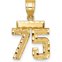 14K Yellow Gold Small Brushed Diamond-Cut Number 75 Charm by 0