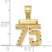 14K Yellow Gold Small Brushed Diamond-Cut Number 75 Charm by 0