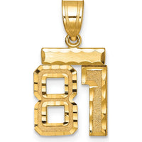 14K Yellow Gold Small Brushed Diamond-Cut Number 81 Charm by 0