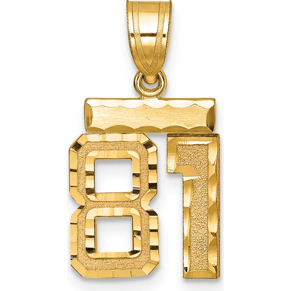 14K Yellow Gold Small Brushed Diamond-Cut Number 81 Charm by 0