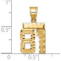 14K Yellow Gold Small Brushed Diamond-Cut Number 81 Charm by 0