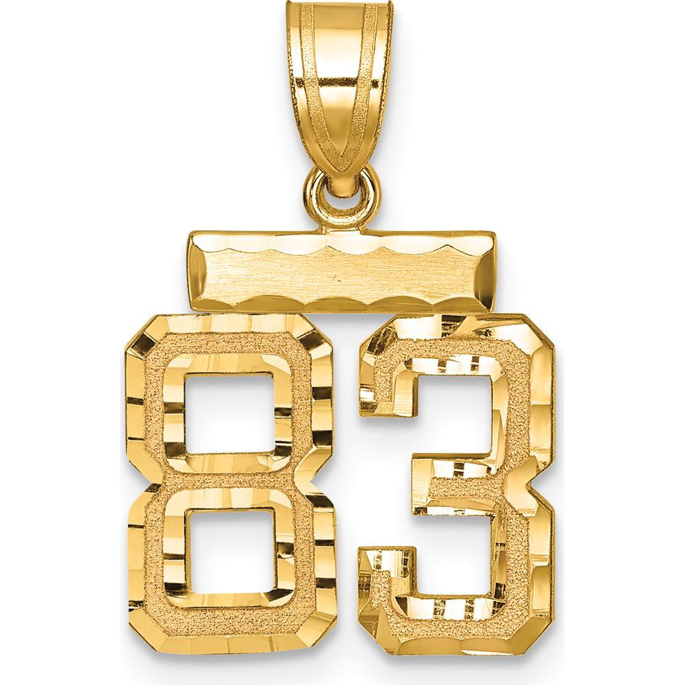 14K Yellow Gold Small Brushed Diamond-cut Number 83 Pendant by 0