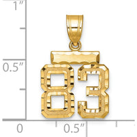 14K Yellow Gold Small Brushed Diamond-cut Number 83 Pendant by 0