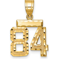 14K Yellow Gold Small Brushed Diamond-Cut Number 84 Charm by 0