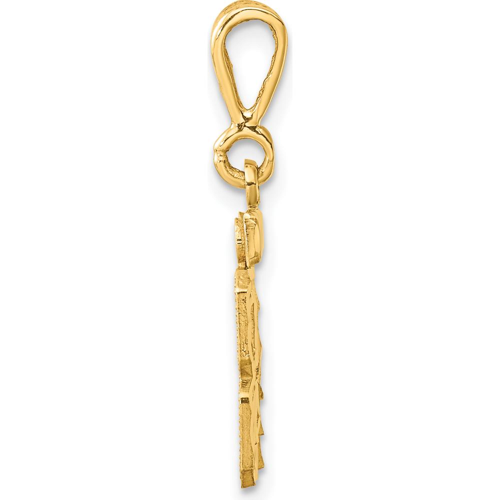 14K Yellow Gold Small Brushed Diamond-Cut Number 84 Charm by 0