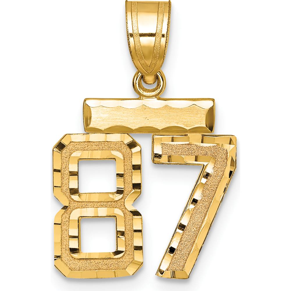14K Yellow Gold Small Brushed Diamond-Cut Number 87 Charm Pendant by 0