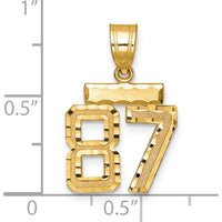 14K Yellow Gold Small Brushed Diamond-Cut Number 87 Charm Pendant by 0