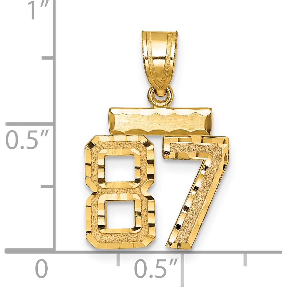 14K Yellow Gold Small Brushed Diamond-Cut Number 87 Charm Pendant by 0