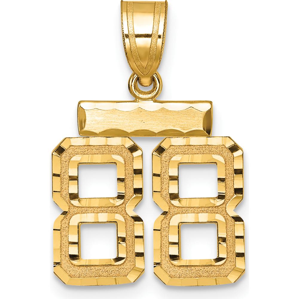 14K Yellow Gold Small Brushed Diamond-cut Number 88 Charm - Elegant and Symbolic Design by 0