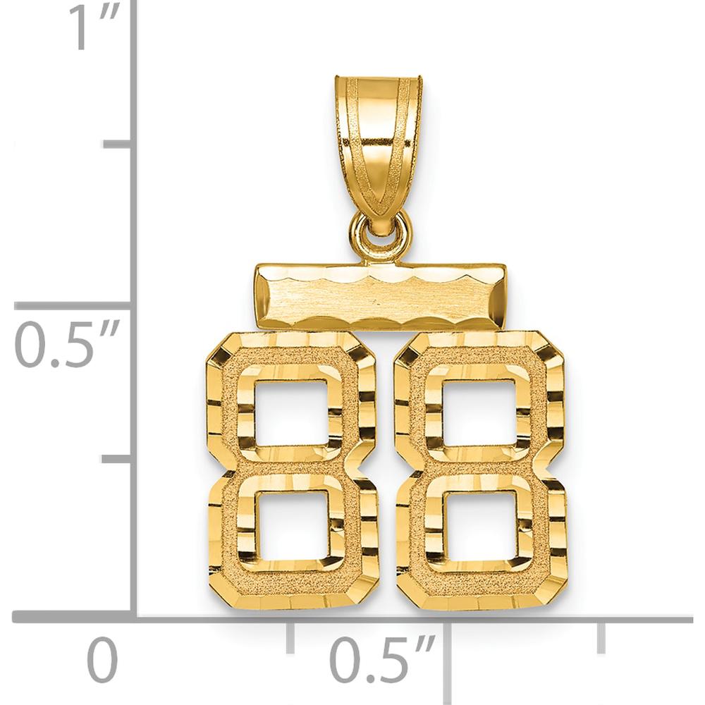 14K Yellow Gold Small Brushed Diamond-cut Number 88 Charm - Elegant and Symbolic Design by 0