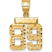 14K Yellow Gold Small Brushed Diamond-cut Number 89 Pendant Charm by 0