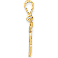 14K Yellow Gold Small Brushed Diamond-cut Number 89 Pendant Charm by 0