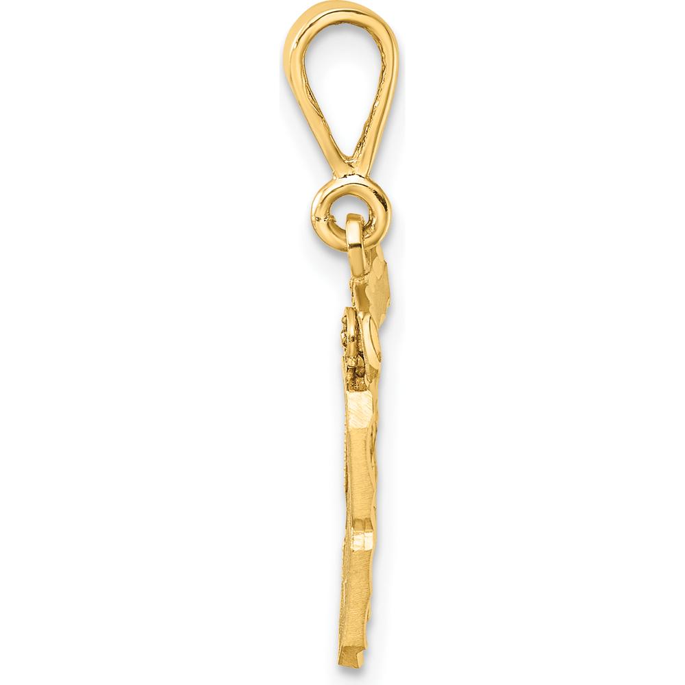 14K Yellow Gold Small Brushed Diamond-cut Number 89 Pendant Charm by 0