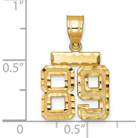 14K Yellow Gold Small Brushed Diamond-cut Number 89 Pendant Charm by 0