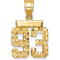 14K Yellow Gold Small Brushed Diamond-Cut Number 93 Pendant by 0