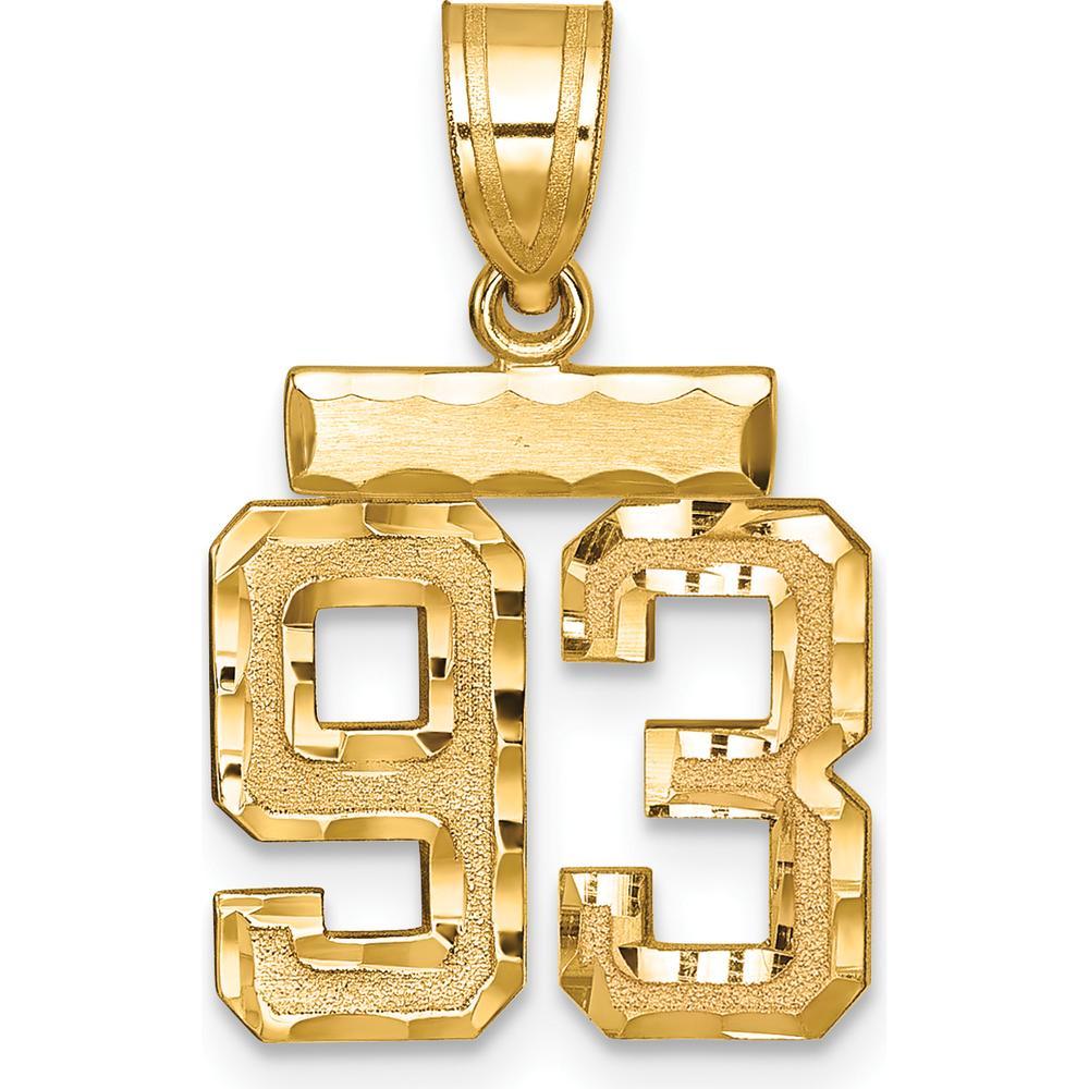 14K Yellow Gold Small Brushed Diamond-Cut Number 93 Pendant by 0