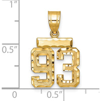 14K Yellow Gold Small Brushed Diamond-Cut Number 93 Pendant by 0