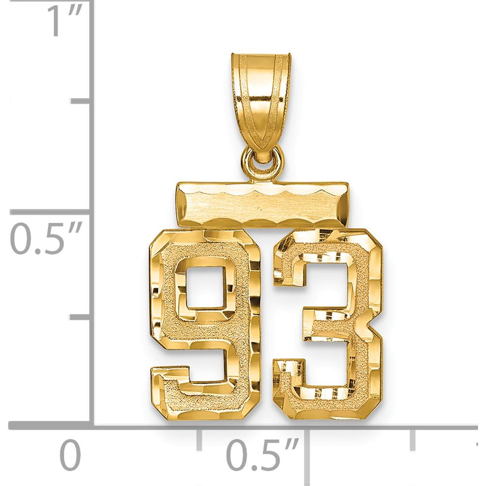 14K Yellow Gold Small Brushed Diamond-Cut Number 93 Pendant by 0