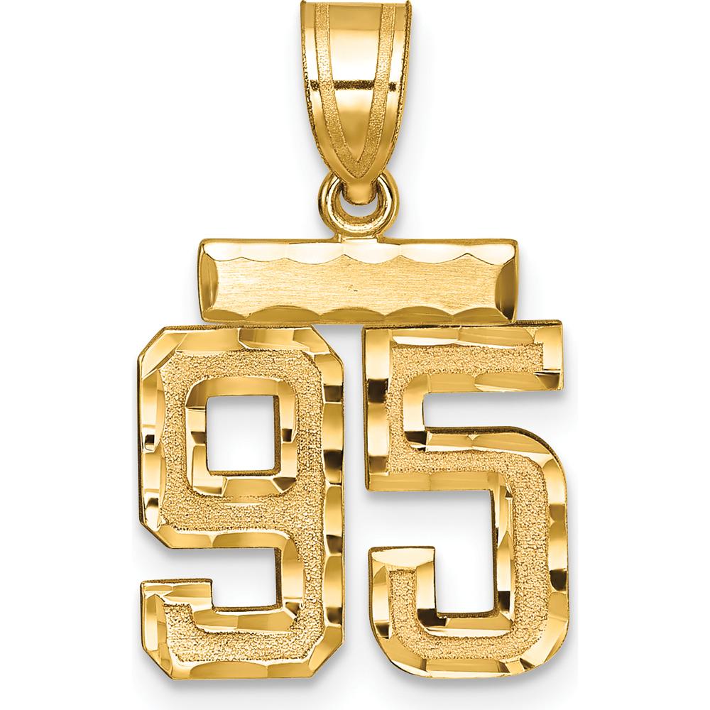 14K Yellow Gold Small Brushed Diamond-Cut Number 95 Charm by 0