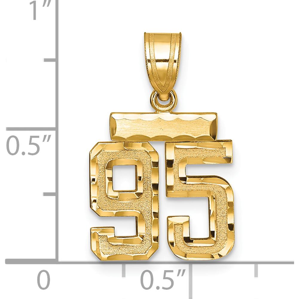 14K Yellow Gold Small Brushed Diamond-Cut Number 95 Charm by 0