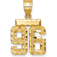 14K Yellow Gold Small Brushed Diamond-Cut Number 96 Charm by 0