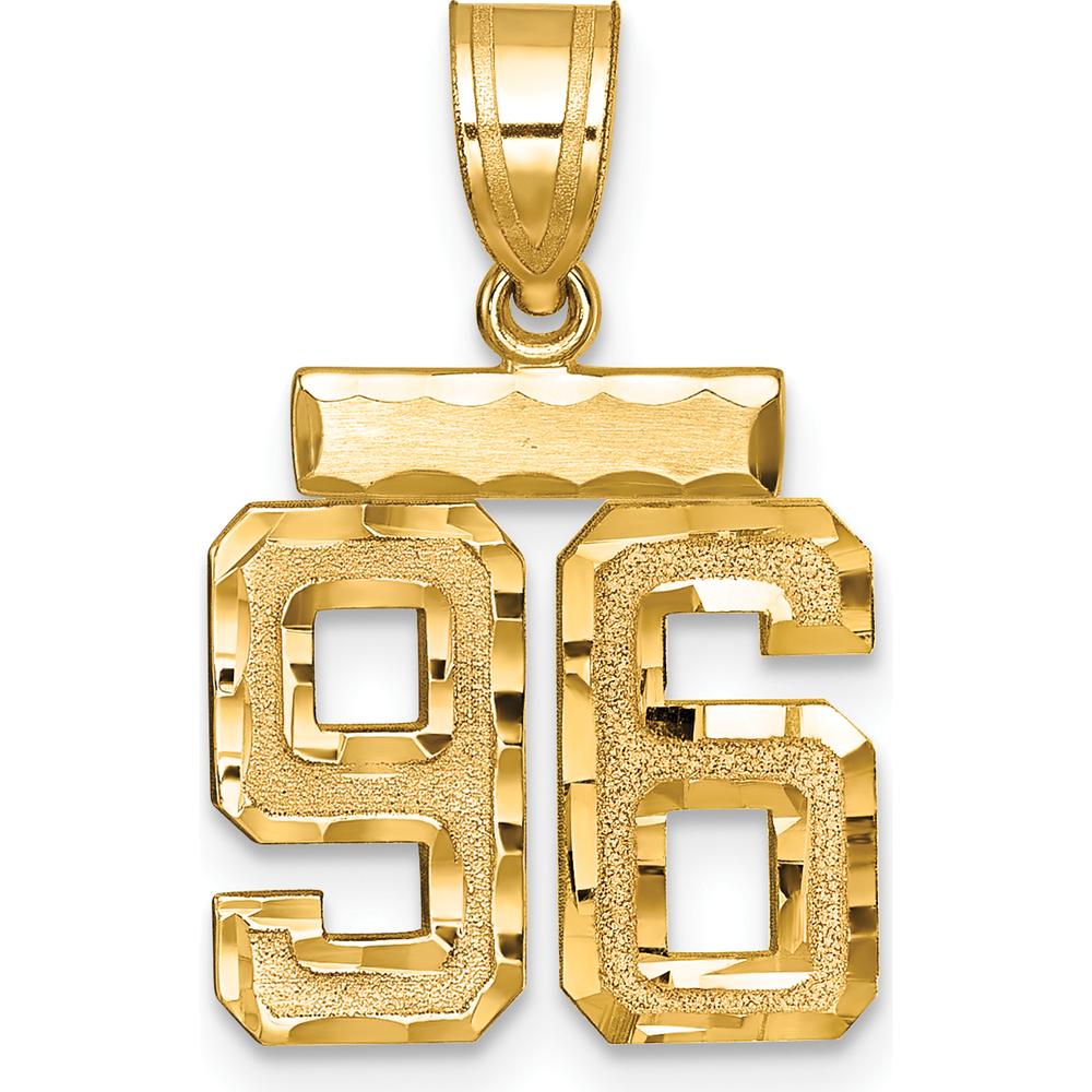 14K Yellow Gold Small Brushed Diamond-Cut Number 96 Charm by 0