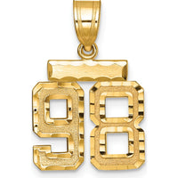 14K Yellow Gold Small Brushed Diamond-Cut Number 98 Charm by 0