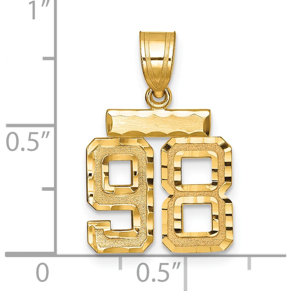 14K Yellow Gold Small Brushed Diamond-Cut Number 98 Charm by 0