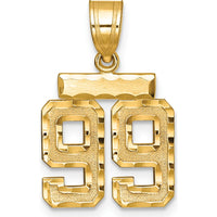 14K Yellow Gold Small Brushed Diamond-Cut Number 99 Charm - Timeless Symbol of Achievement by 0